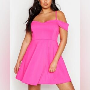 Pink Boohoo skater dress